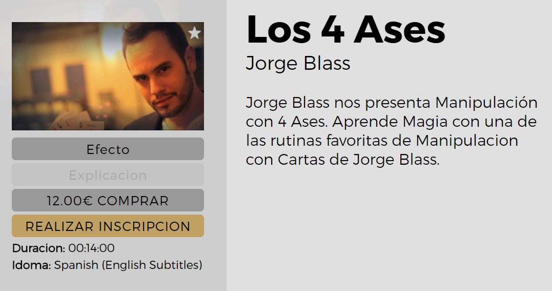 Los 4 Ases by Jorge Blass (video download Spanish)
