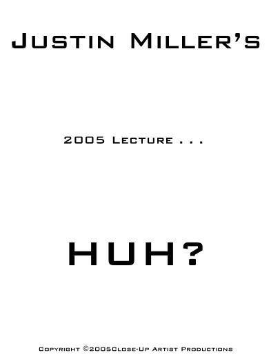 Justin Miller - Huh - Lecture Notes 2005