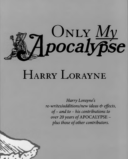 Harry Lorayne's Only My Apocalypse PDF
