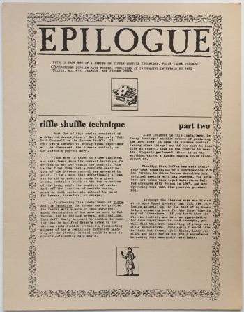 Karl Fulves - Epilogue - Riffle Shuffle Technique Part Two (PDF download)