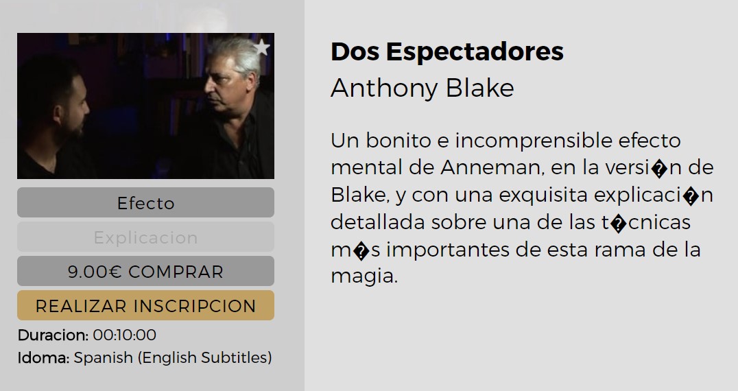 Dos Espectadores by Anthony Blake (video download Spanish)