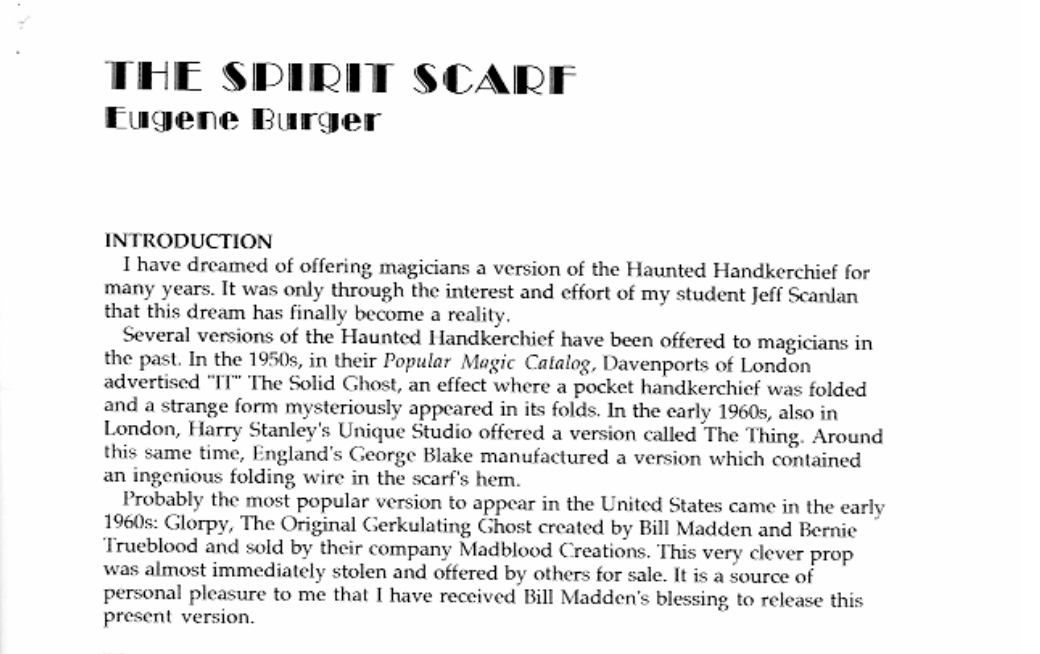 Spirit Scarf by Eugene Burger (PDF eBook Magic Download)