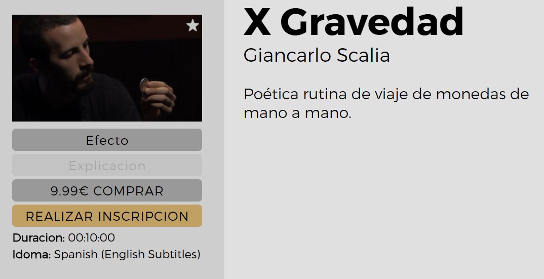 X Gravedad by Giancarlo Scalia (video download Spanish)